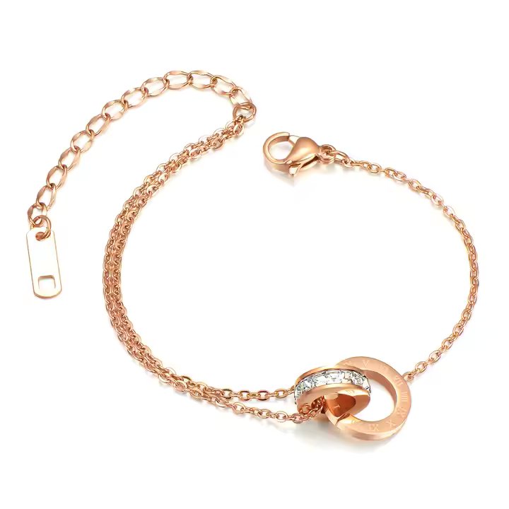 Roman Numerals Double Ring Bracelet Anklet