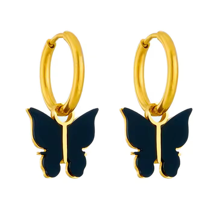Butterfly Charm Hoop Earrings