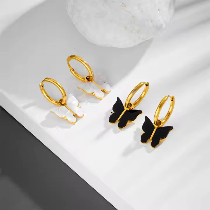 Butterfly Charm Hoop Earrings