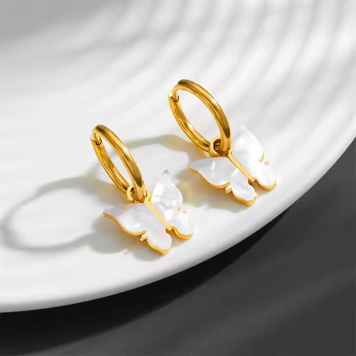 Butterfly Charm Hoop Earrings