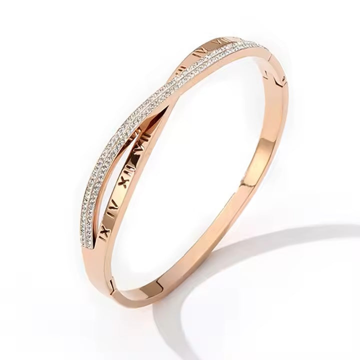Minimalist Hollow Roman Numerals Bangle