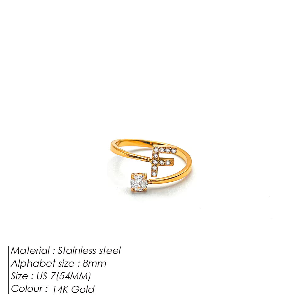 Micro Zircon Letter Gold Ring