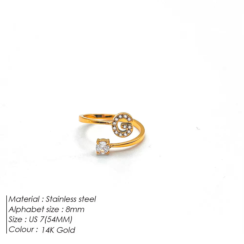 Micro Zircon Letter Gold Ring