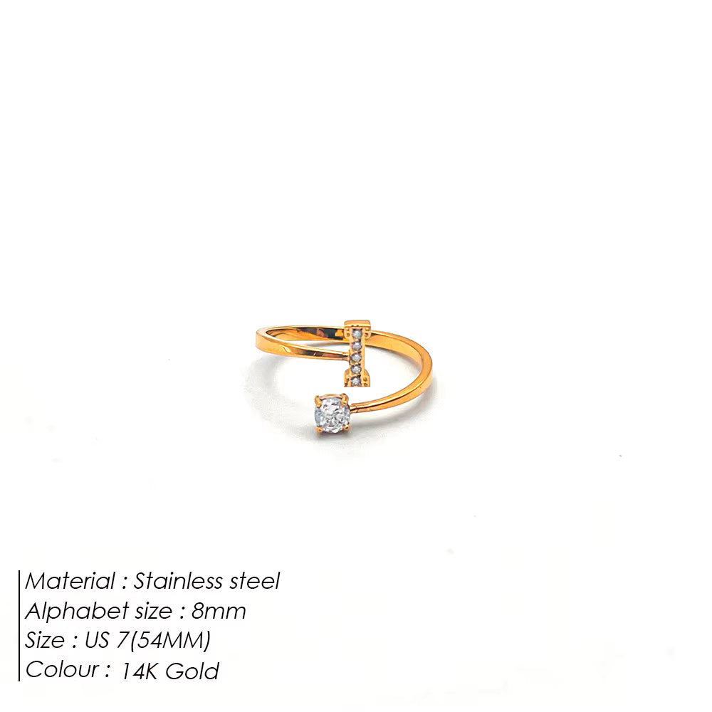 Micro Zircon Letter Gold Ring
