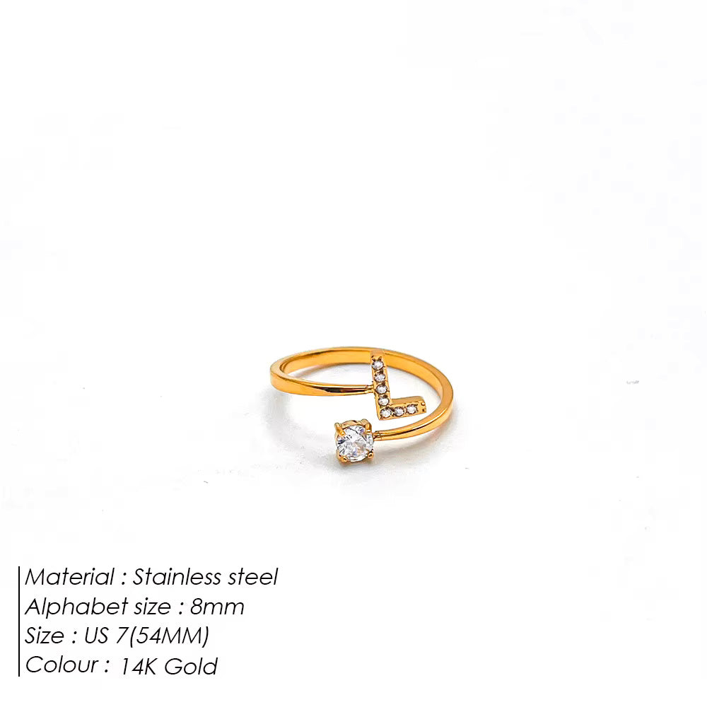 Micro Zircon Letter Gold Ring