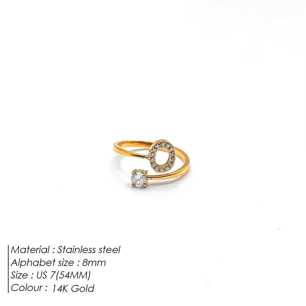 Micro Zircon Letter Gold Ring