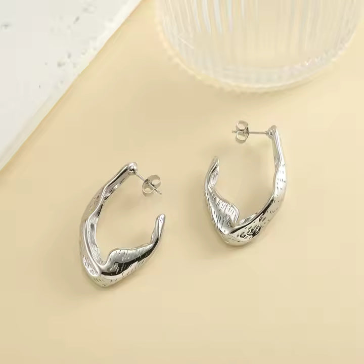 Irregular Textured Hoop Earrings