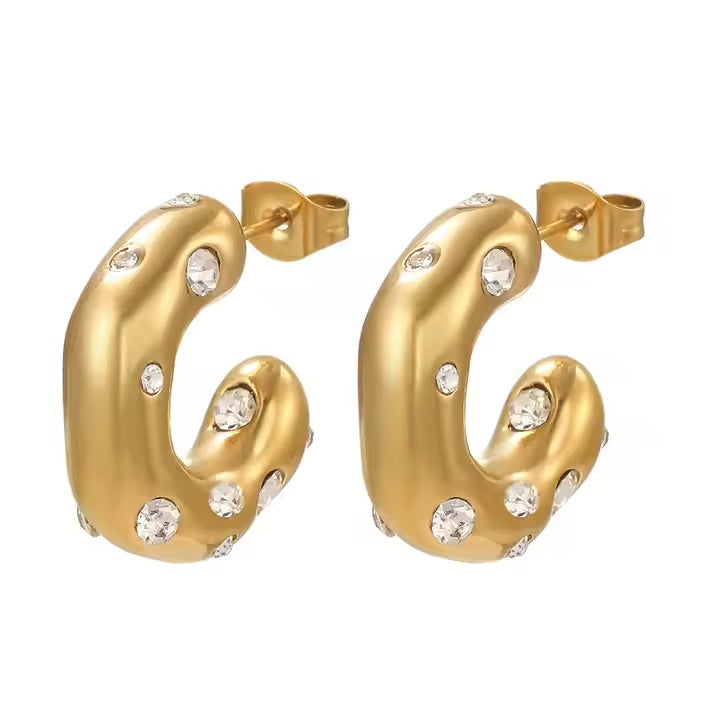 Zircon C Circle Hoop Earring