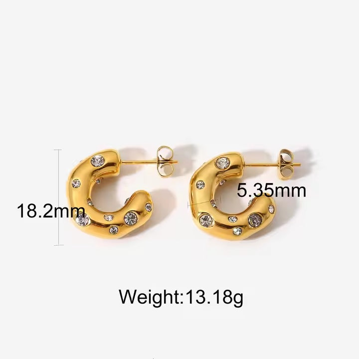Zircon C Circle Hoop Earring