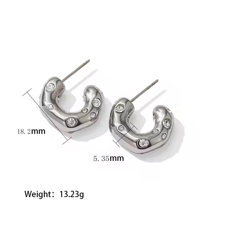 Zircon C Circle Hoop Earring