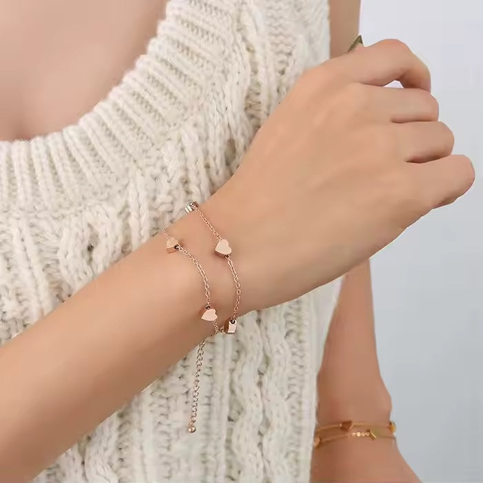 Layered Heart Beads Chain Bracelet