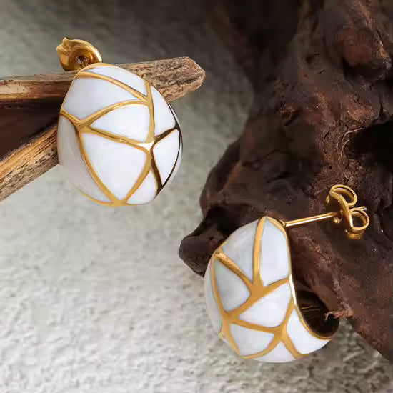 Geometric Oil Drip Pattern Earring