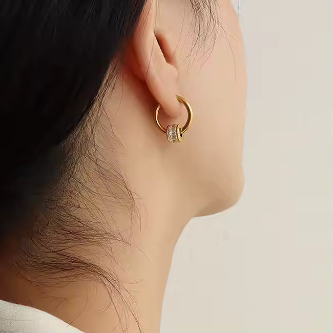 Geometric Zircon Bead Earring