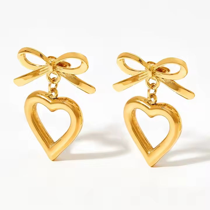 Open Heart Bow Earrings