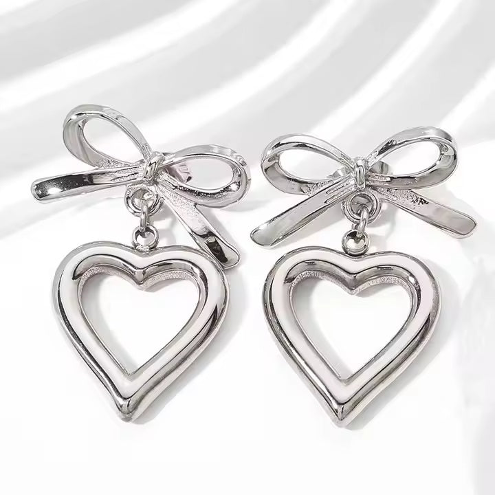 Open Heart Bow Earrings