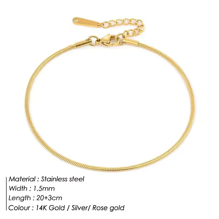 Round Snake Chain Anklet Bracelet