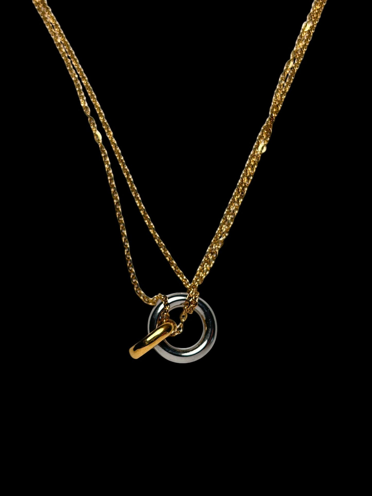 Double Colors Circle Link Necklace