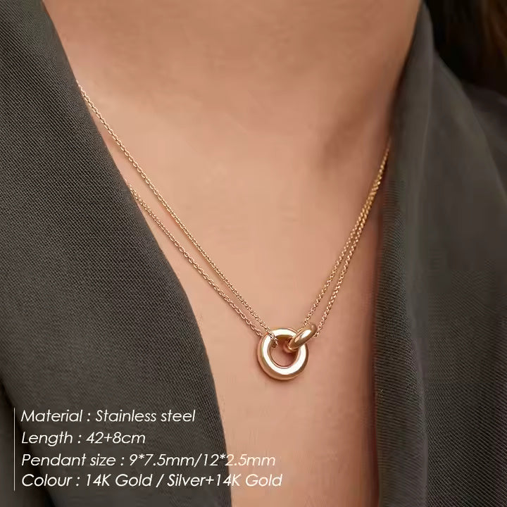 Double Colors Circle Link Necklace