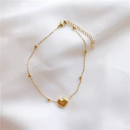 Beads Chain Heart Pendant Bracelet Anklet