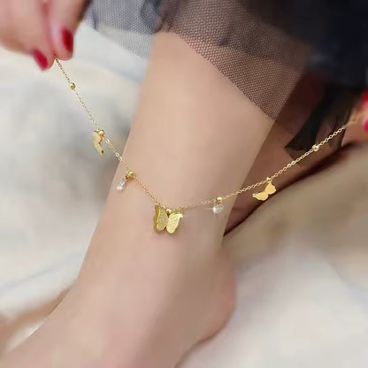 Zircon Glitter Butterfly Charms Bracelet Anklet