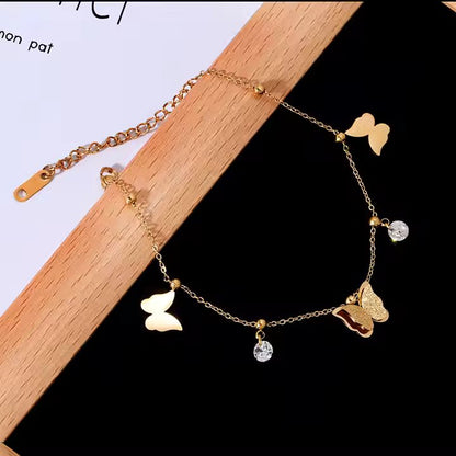 Zircon Glitter Butterfly Charms Bracelet Anklet