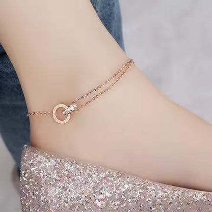 Roman Numerals Double Ring Bracelet Anklet