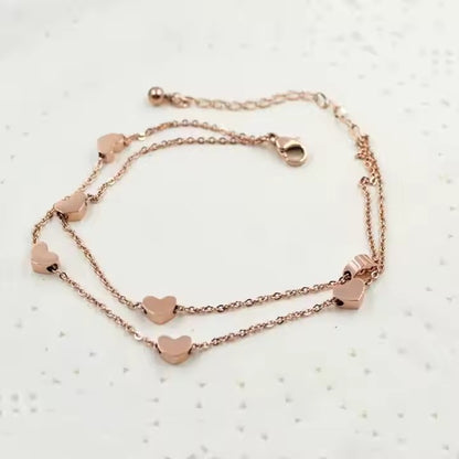 Double Layered Heart Charm Anklet
