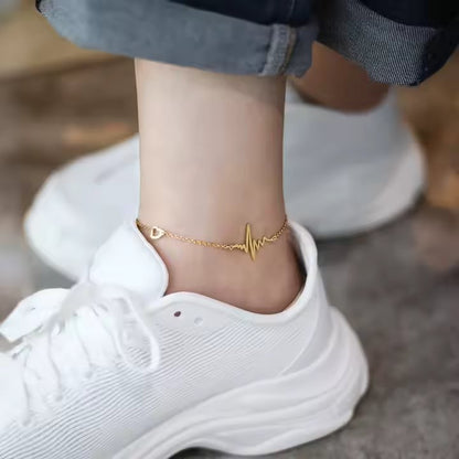 Hollow Heart ECG Lighting Shaped Anklet