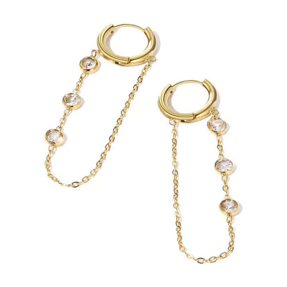 Zircon Chain Dangle Hoop Earrings