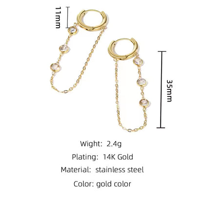 Zircon Chain Dangle Hoop Earrings