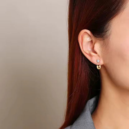Safety Pin Zircon Stud Earrings