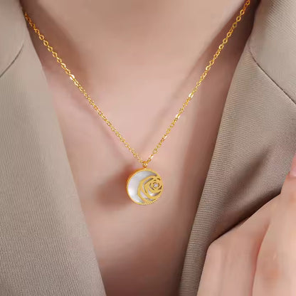 Lustrous Rose Charm Necklace