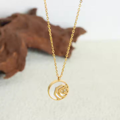 Lustrous Rose Charm Necklace