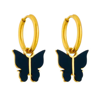 Butterfly Charm Hoop Earrings