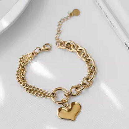 Braided Link Chain Heart Bracelet