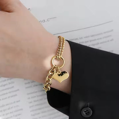 Braided Link Chain Heart Bracelet