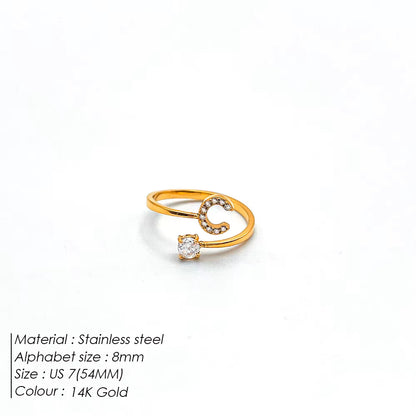 Micro Zircon Letter Gold Ring