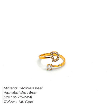 Micro Zircon Letter Gold Ring