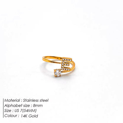 Micro Zircon Letter Gold Ring