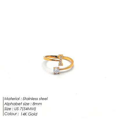 Micro Zircon Letter Gold Ring