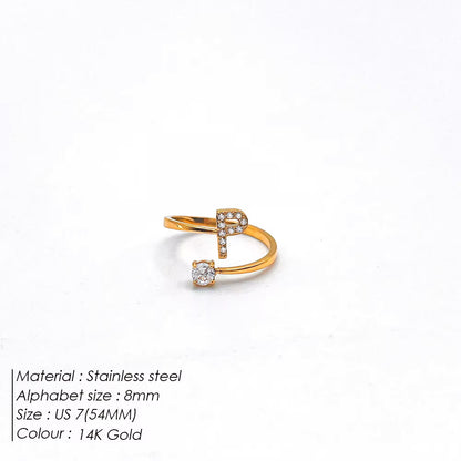 Micro Zircon Letter Gold Ring