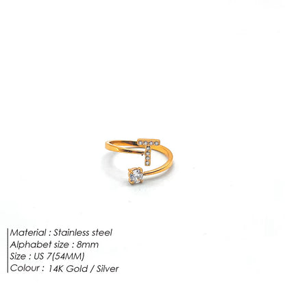 Micro Zircon Letter Gold Ring