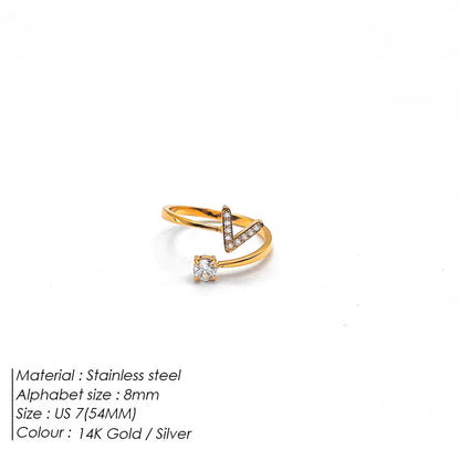 Micro Zircon Letter Gold Ring