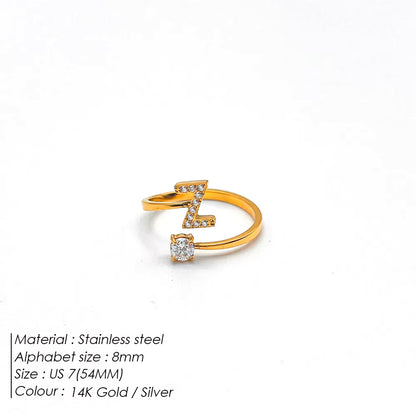 Micro Zircon Letter Gold Ring