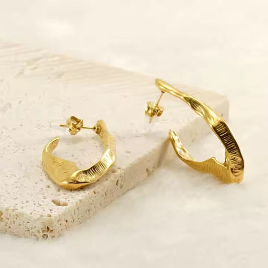 Irregular Textured Hoop Earrings