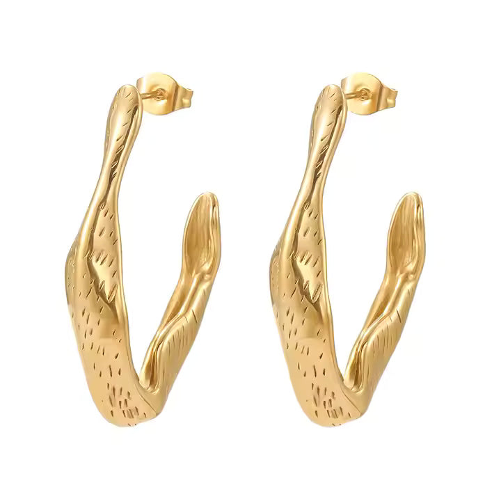 Irregular Textured Hoop Earrings