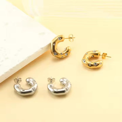 Zircon C Circle Hoop Earring