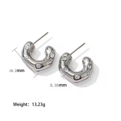 Zircon C Circle Hoop Earring