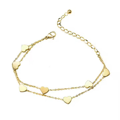 Layered Heart Beads Chain Bracelet