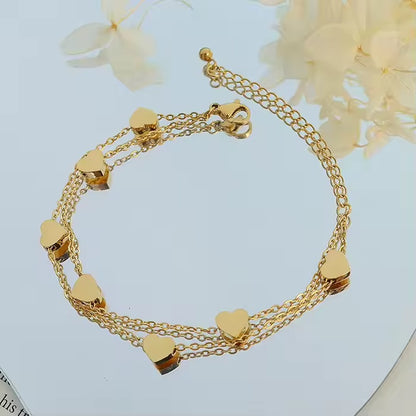 Layered Heart Beads Chain Bracelet